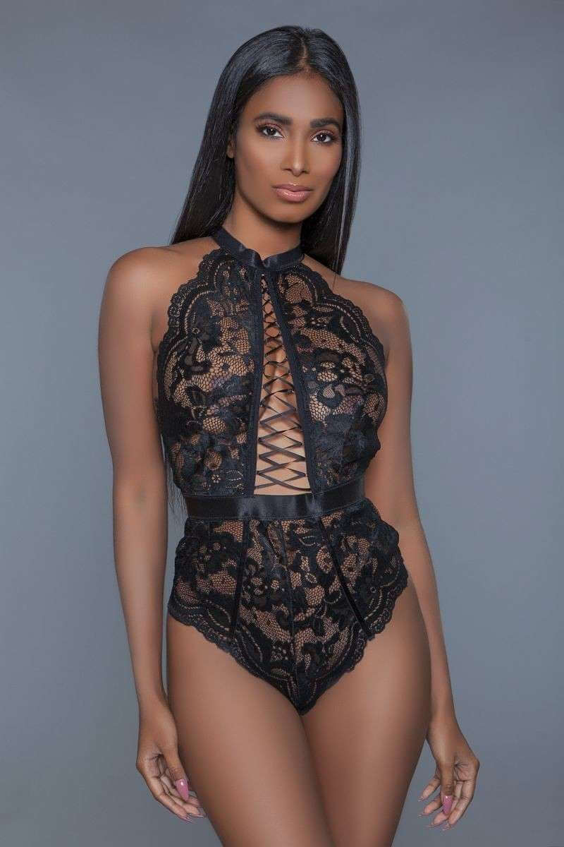 1 Pc Clasp Fastening Halter Neck With Embellished Satin Lace Up Details - The Diva Goddess