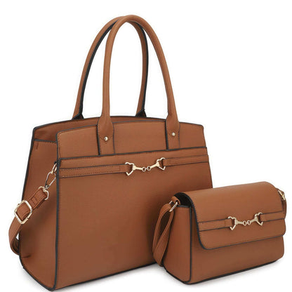 2in1 Matching Design Handle Satchel With Crossbody Bag - The Diva Goddess