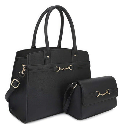 2in1 Matching Design Handle Satchel With Crossbody Bag - The Diva Goddess