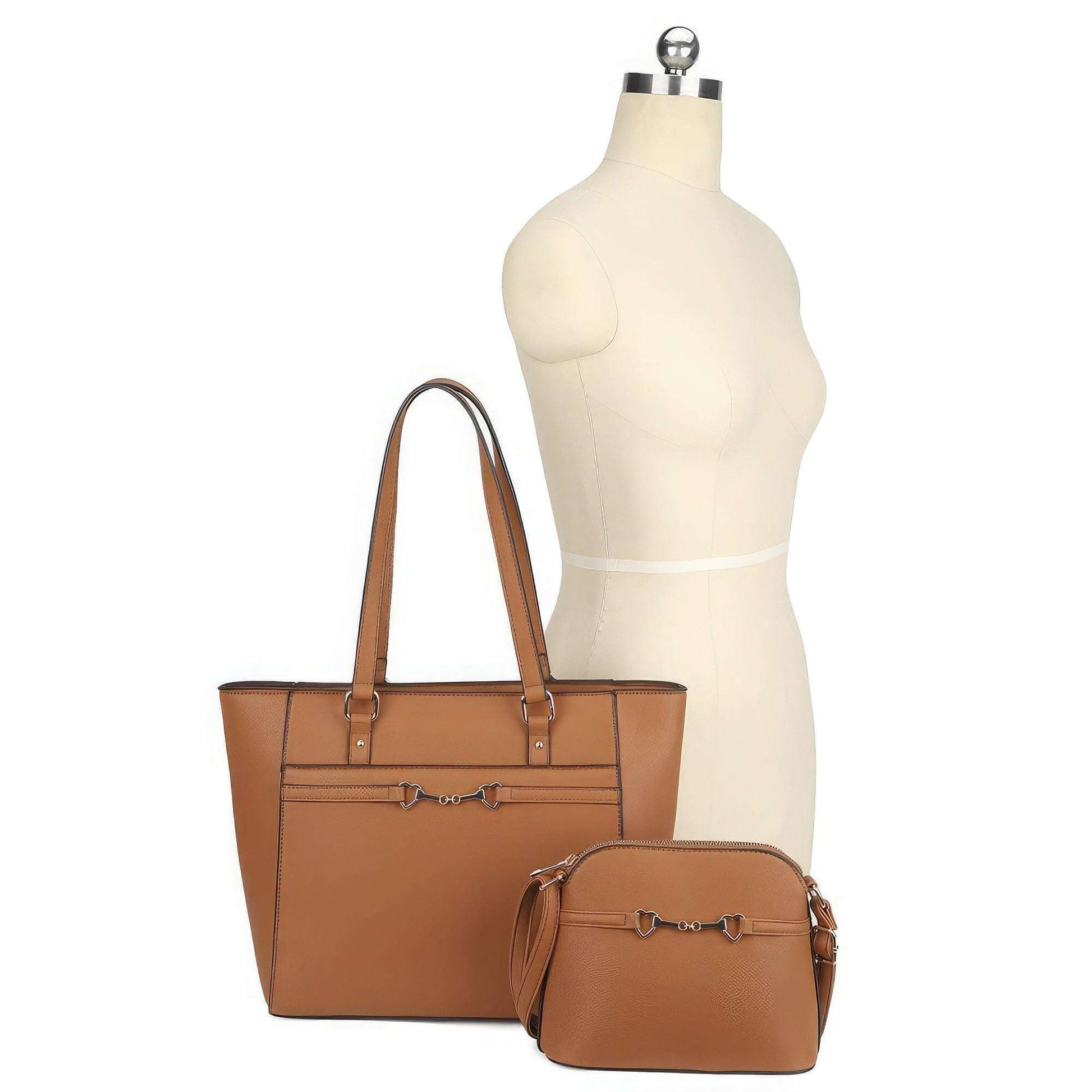 2in1 Smooth Matching Shoulder Tote Bag With Crossbody Set - The Diva Goddess