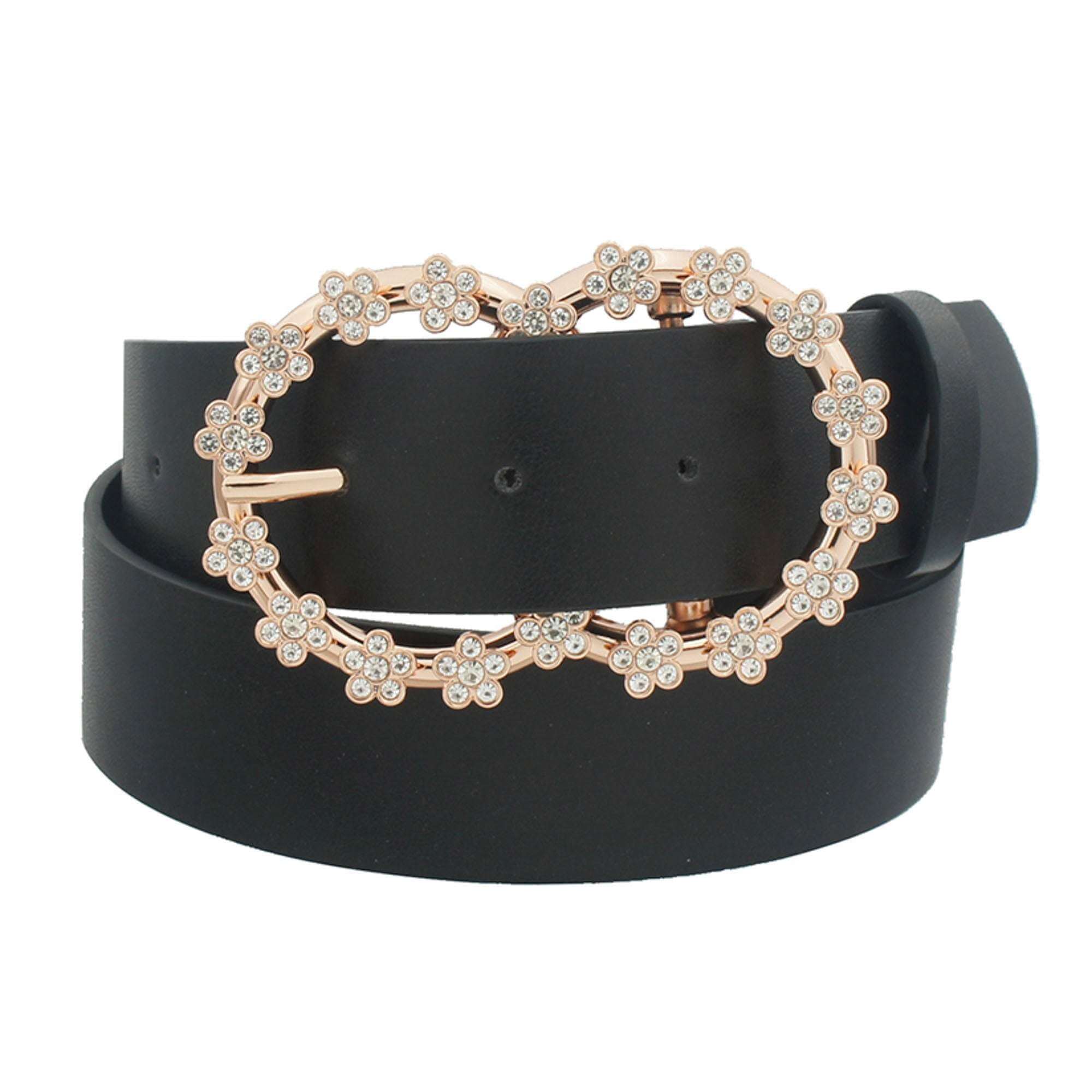 3d Rhinestone Flower Double Circle Belt - The Diva Goddess