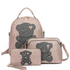 3in1 Cute Bear Design Handle Backpack W Crossbody And Wallet Set - The Diva Goddess