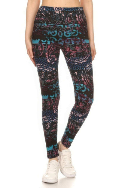 5-inch Long Yoga Style Banded Lined Mixed Pattern Print - The Diva Goddess