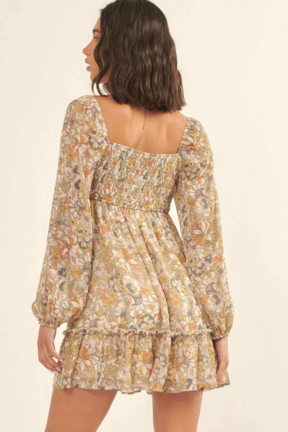 Floral Print, Woven Mini Dress - The Diva Goddess