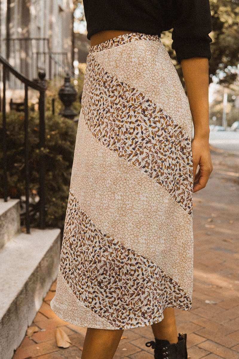 A Floral-print Woven Midi Skirt - The Diva Goddess