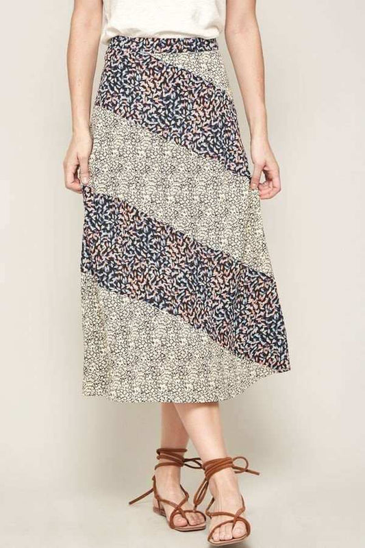 A Floral-print Woven Midi Skirt - The Diva Goddess