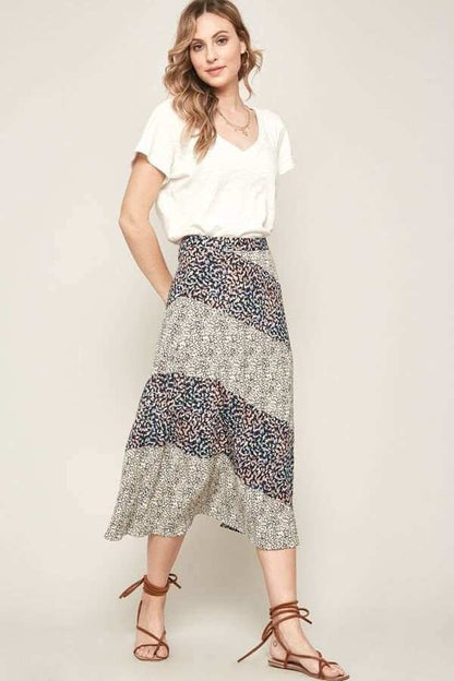 A Floral-print Woven Midi Skirt - The Diva Goddess