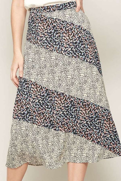 A Floral-print Woven Midi Skirt - The Diva Goddess