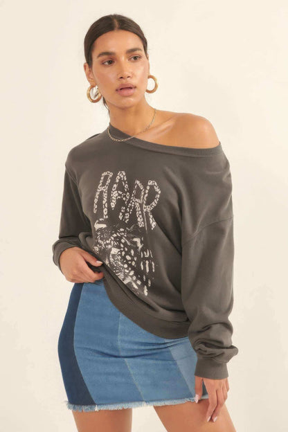 A Garment Dyed French Terry Graphic Sweatshirt - The Diva Goddess