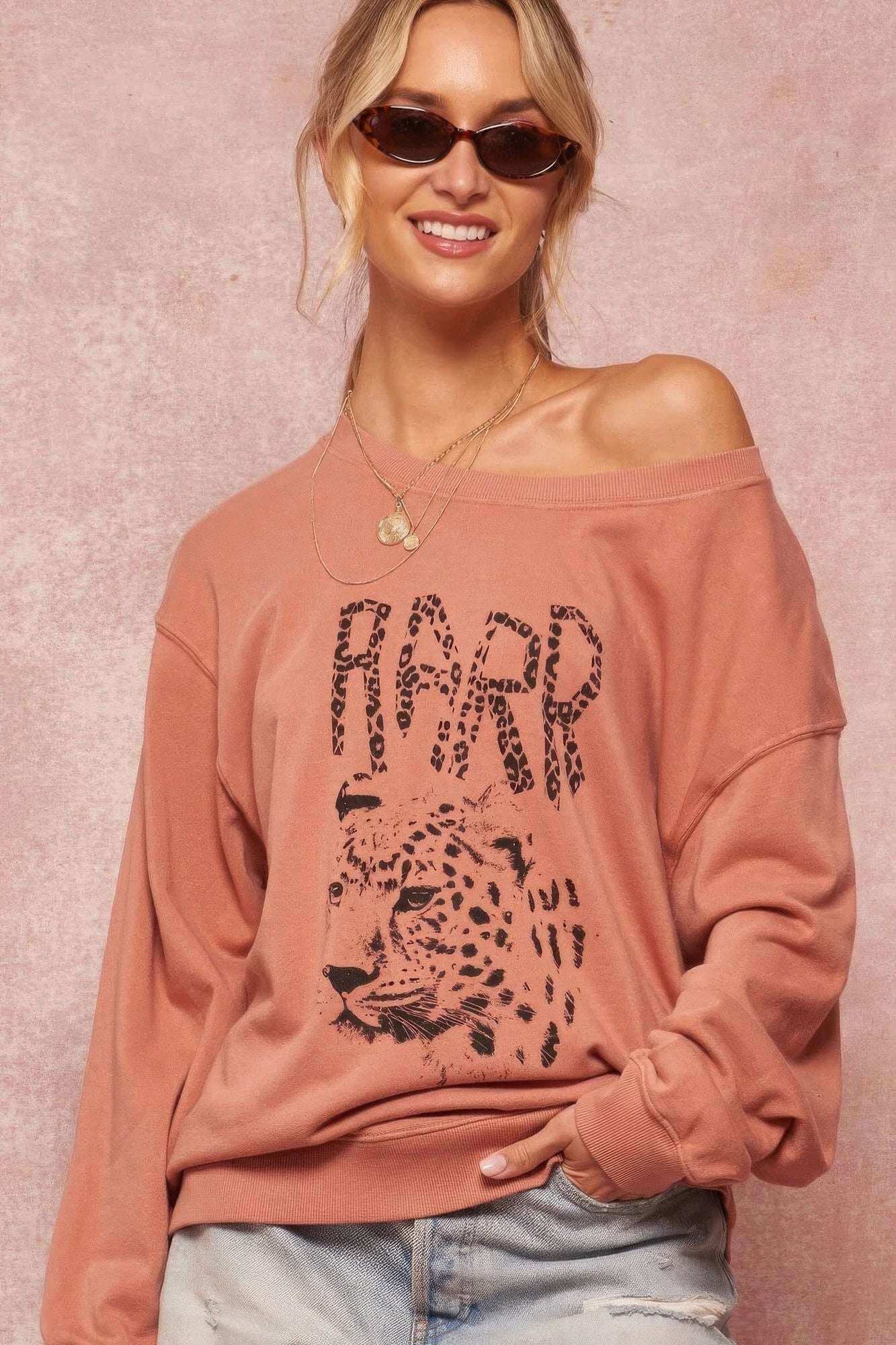 A Garment Dyed French Terry Graphic Sweatshirt - The Diva Goddess