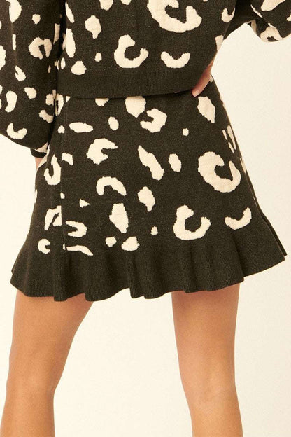 A Leopard-print Knit Mini Skirt - The Diva Goddess