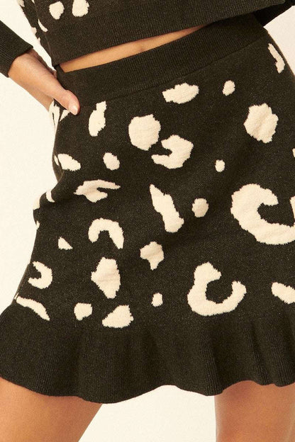 A Leopard-print Knit Mini Skirt - The Diva Goddess