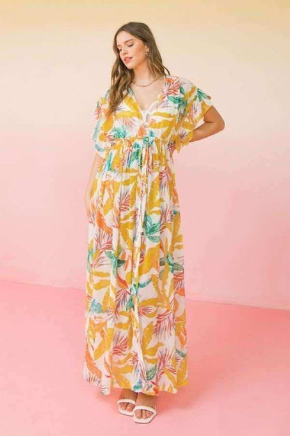 A Printed Woven Maxi Cover Up - The Diva Goddess