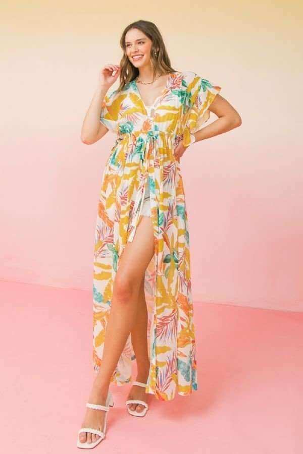 A Printed Woven Maxi Cover Up - The Diva Goddess