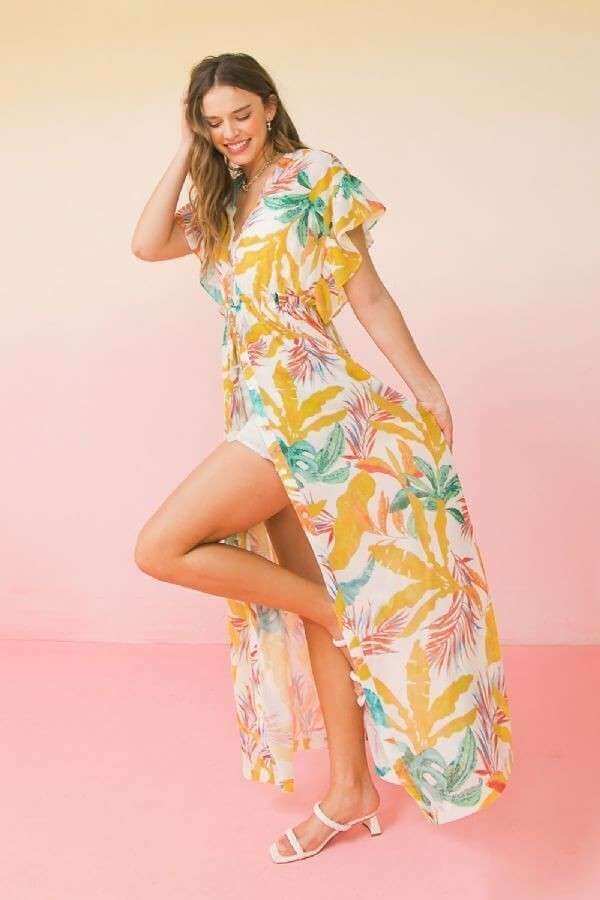 A Printed Woven Maxi Cover Up - The Diva Goddess