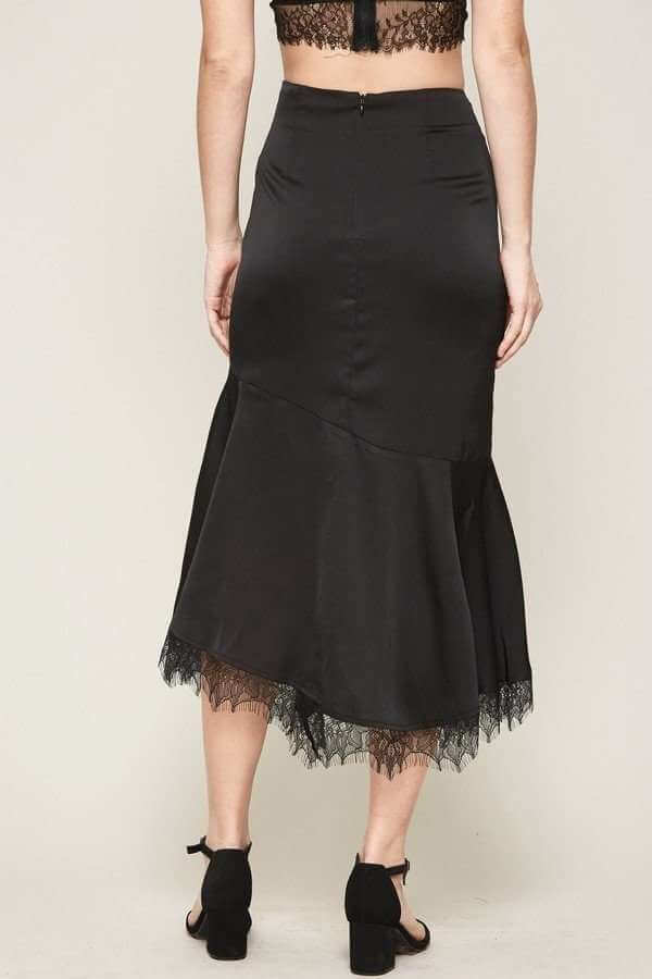 A Solid Woven Midi Skirt - The Diva Goddess