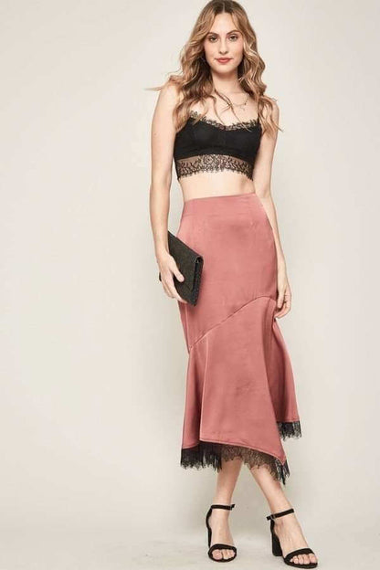 A Solid Woven Midi Skirt - The Diva Goddess