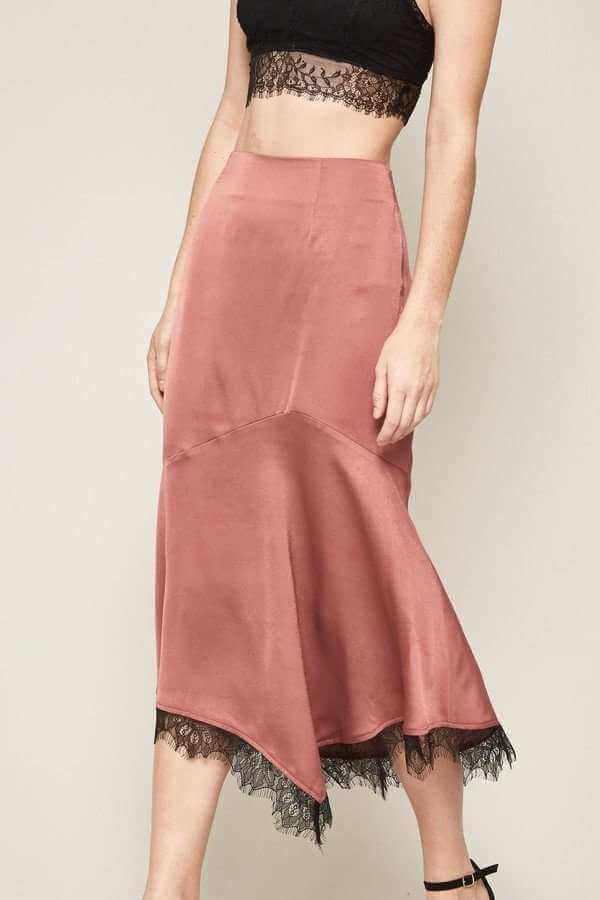 A Solid Woven Midi Skirt - The Diva Goddess