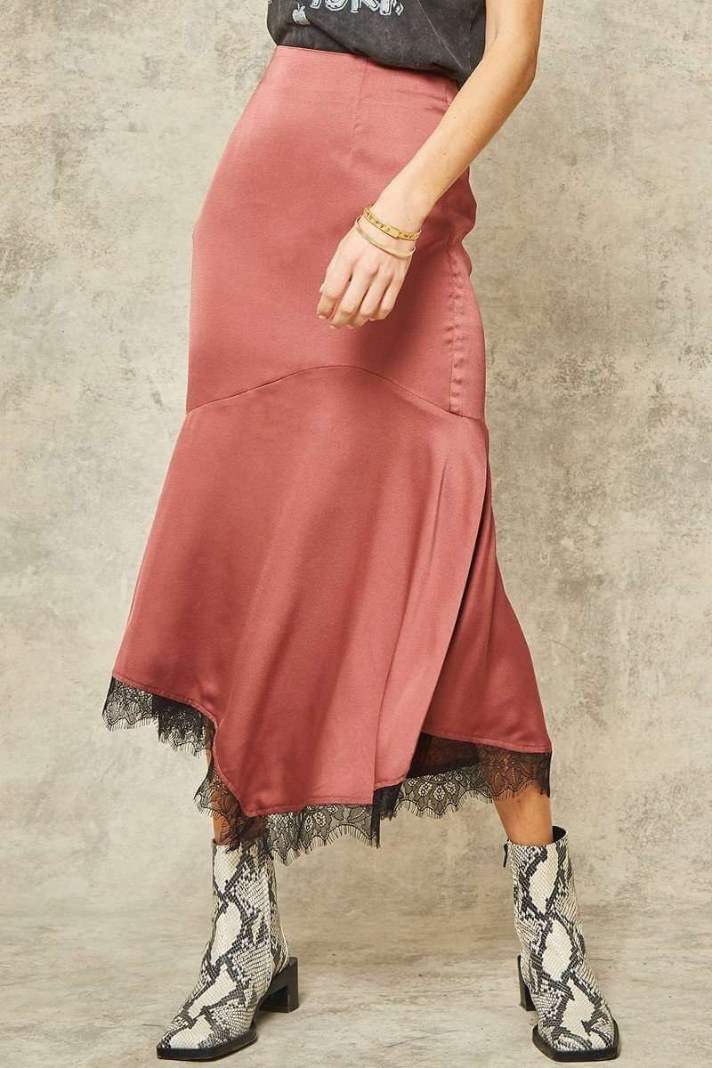 A Solid Woven Midi Skirt - The Diva Goddess