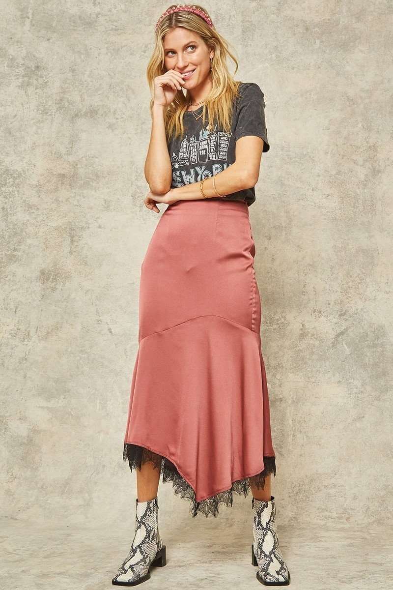 A Solid Woven Midi Skirt - The Diva Goddess