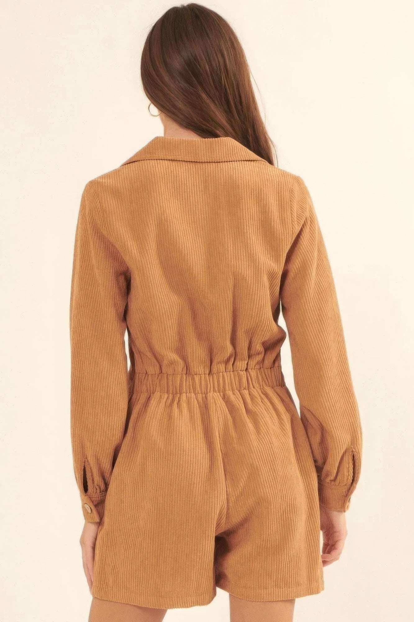 A Woven Corduroy Romper - The Diva Goddess