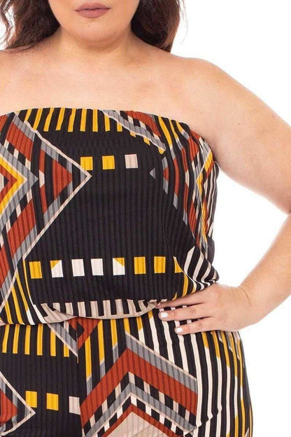 Abstract Print Tupbe Top Plus Size Jumpsuit - The Diva Goddess