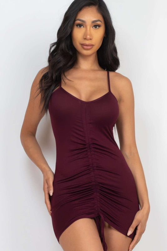 Adjustable Ruched Front Detail Mini Dress - The Diva Goddess