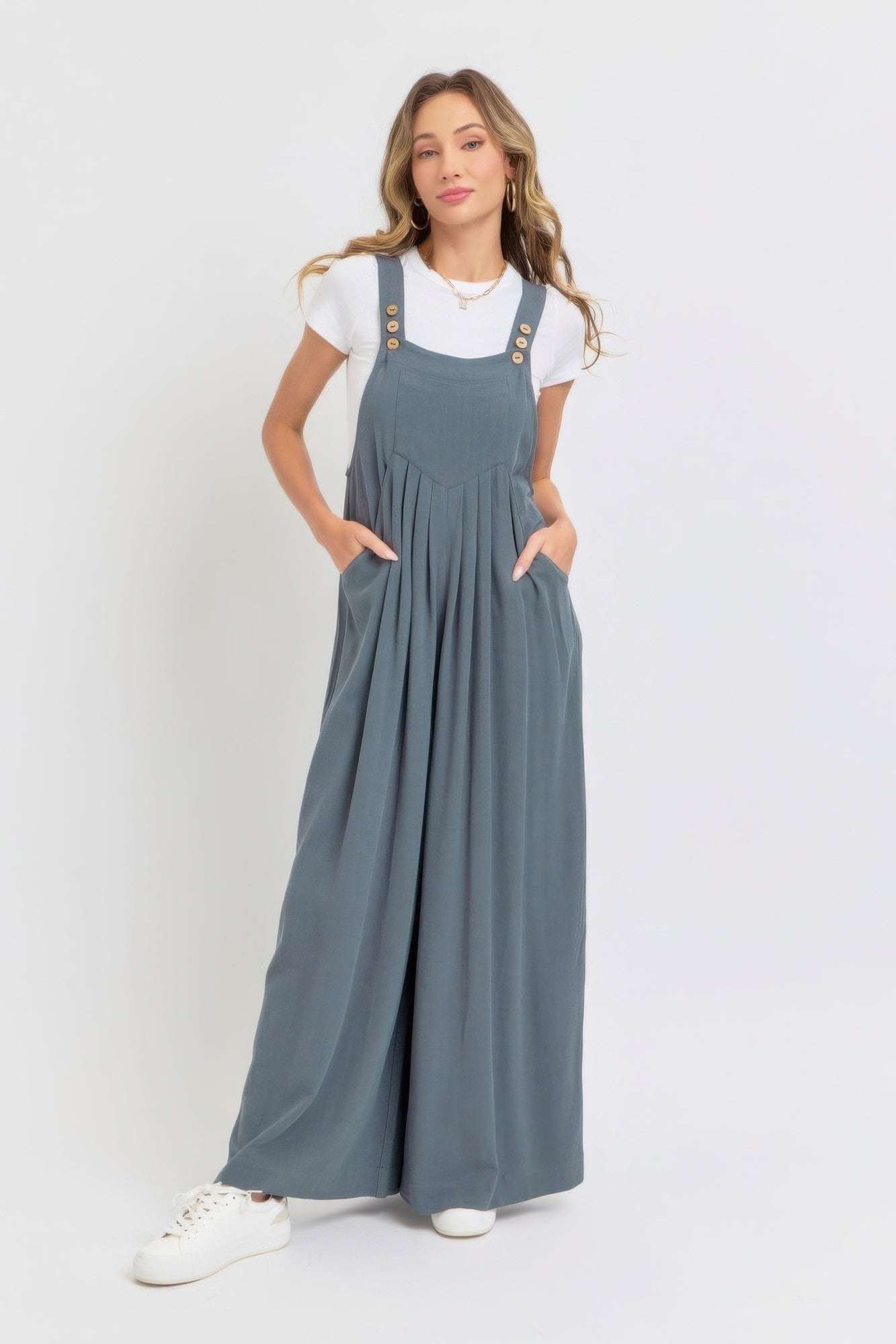 Adjustable Strap Overall Wide Leg Jumpsuit - The Diva Goddess