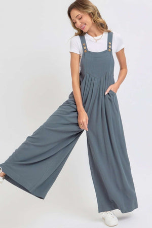 Adjustable Strap Overall Wide Leg Jumpsuit - The Diva Goddess