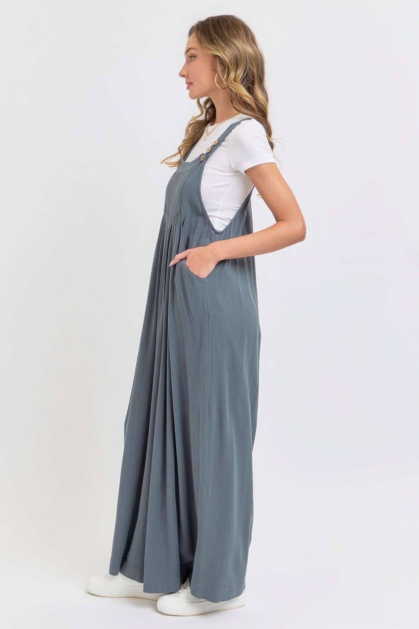 Adjustable Strap Overall Wide Leg Jumpsuit - The Diva Goddess