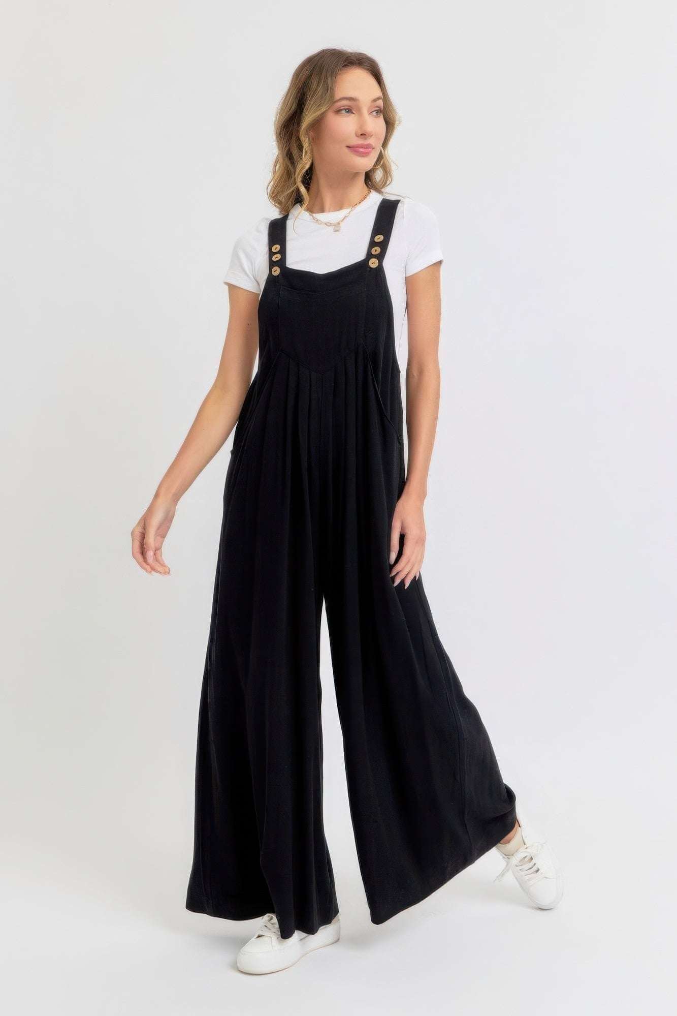 Adjustable Strap Overall Wide Leg Jumpsuit - The Diva Goddess