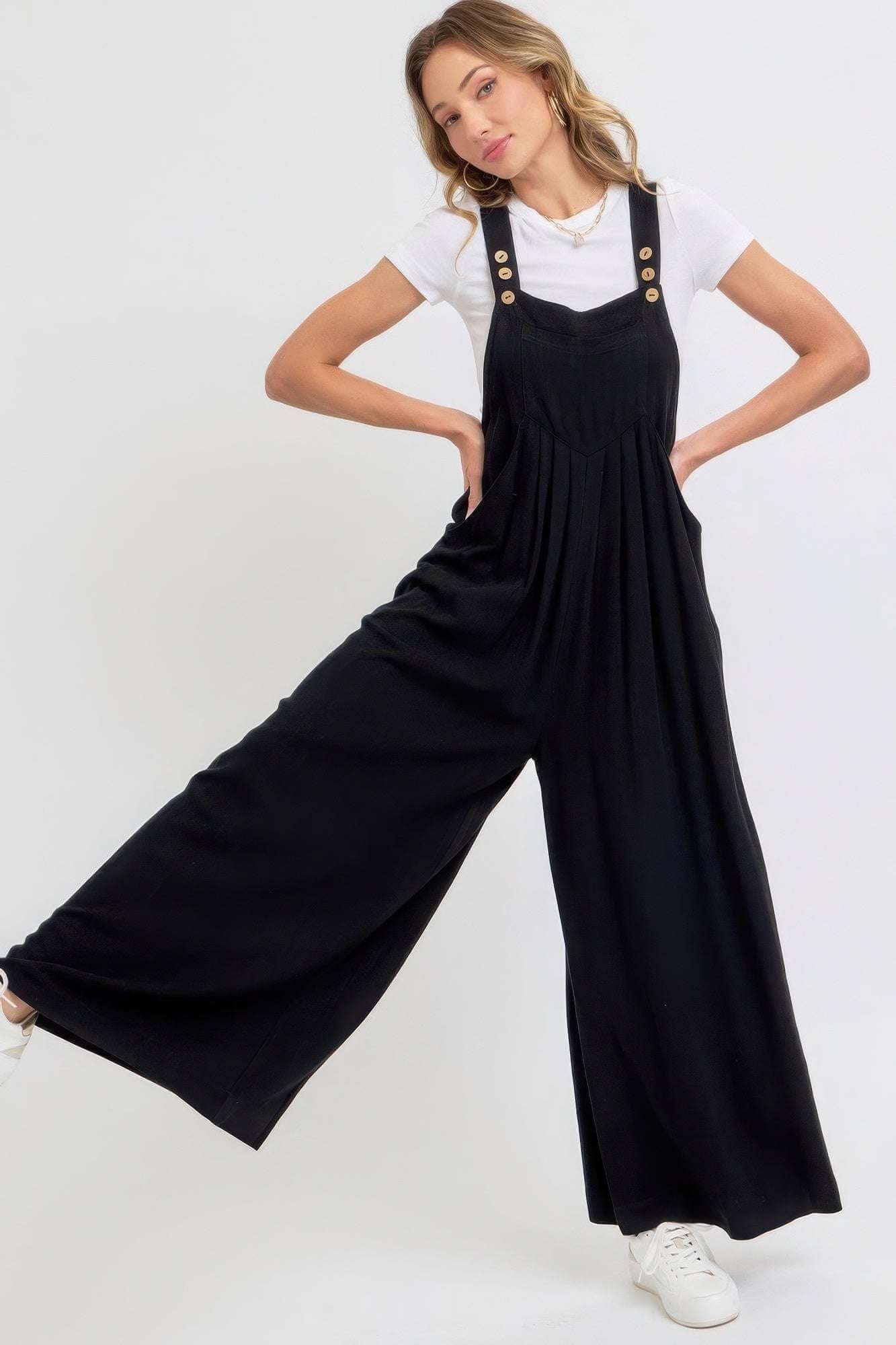 Adjustable Strap Overall Wide Leg Jumpsuit - The Diva Goddess