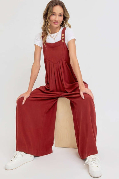 Adjustable Strap Overall Wide Leg Jumpsuit - The Diva Goddess