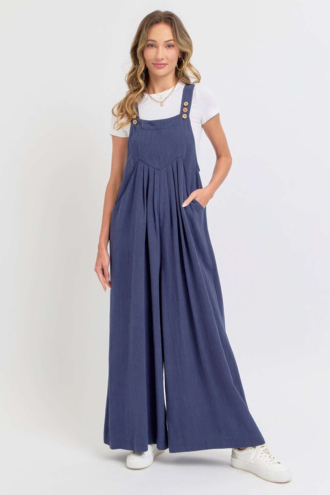 Adjustable Strap Overall Wide Leg Jumpsuit - The Diva Goddess