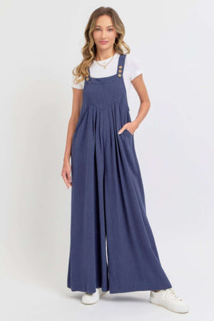 Adjustable Strap Overall Wide Leg Jumpsuit - The Diva Goddess