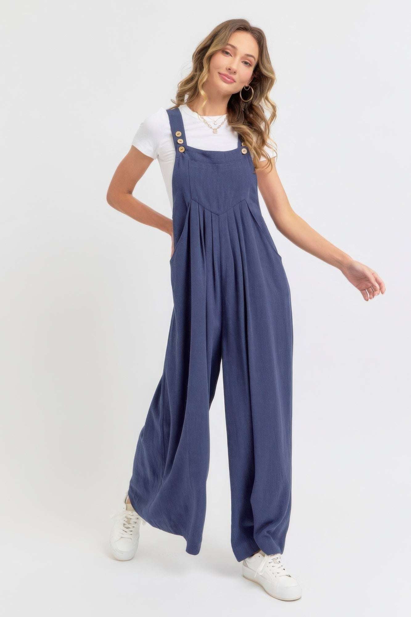 Adjustable Strap Overall Wide Leg Jumpsuit - The Diva Goddess