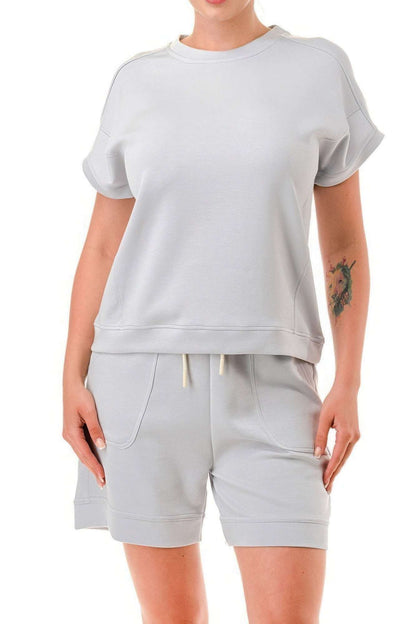 Air Cotton Monochrome Tee And Shorts Set - The Diva Goddess