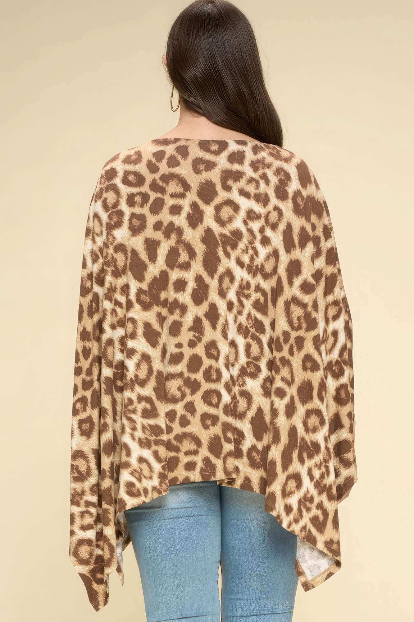 Animal Printed Rayon Span Poncho - The Diva Goddess