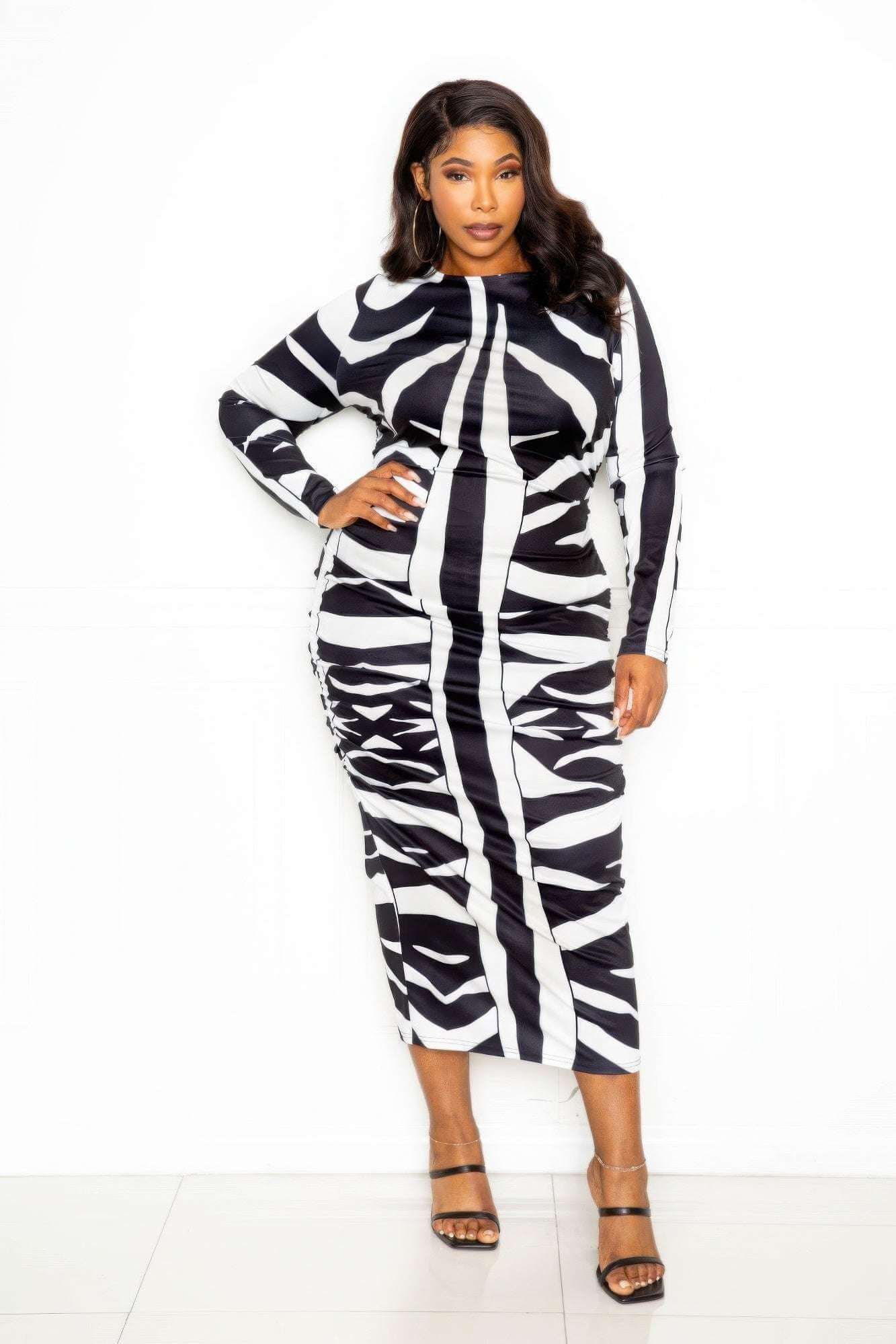 Animal print ruched bodycon dress - The Diva Goddess