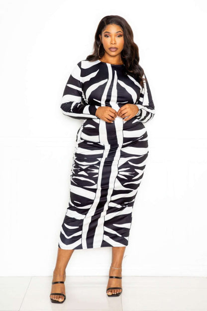 Animal print ruched bodycon dress - The Diva Goddess