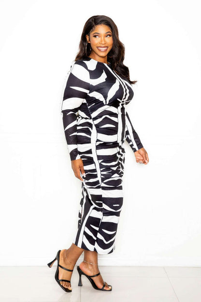 Animal print ruched bodycon dress - The Diva Goddess