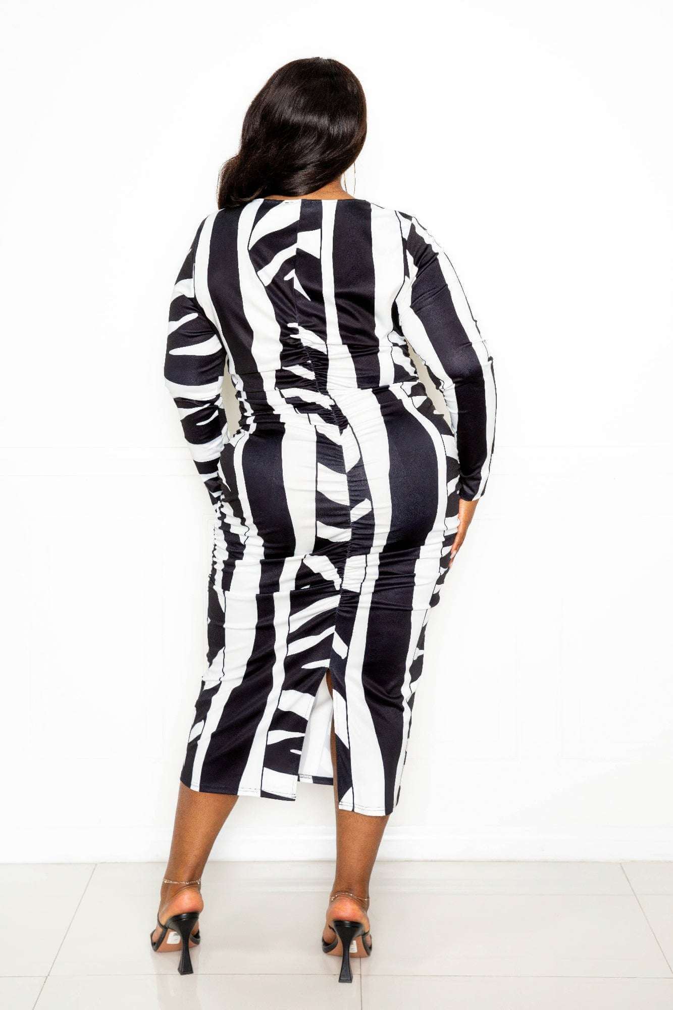 Animal print ruched bodycon dress - The Diva Goddess