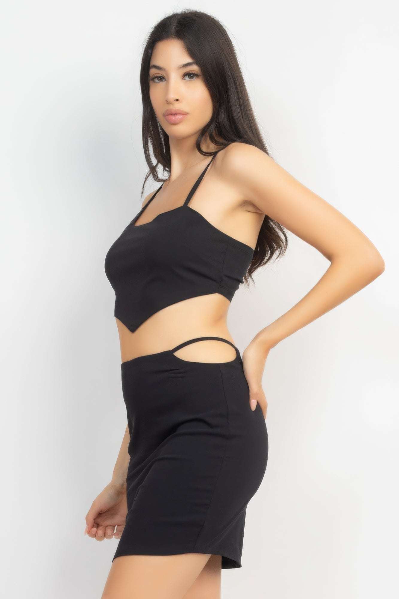 Asymmetrical Cross Back Top & Skirts Set - The Diva Goddess