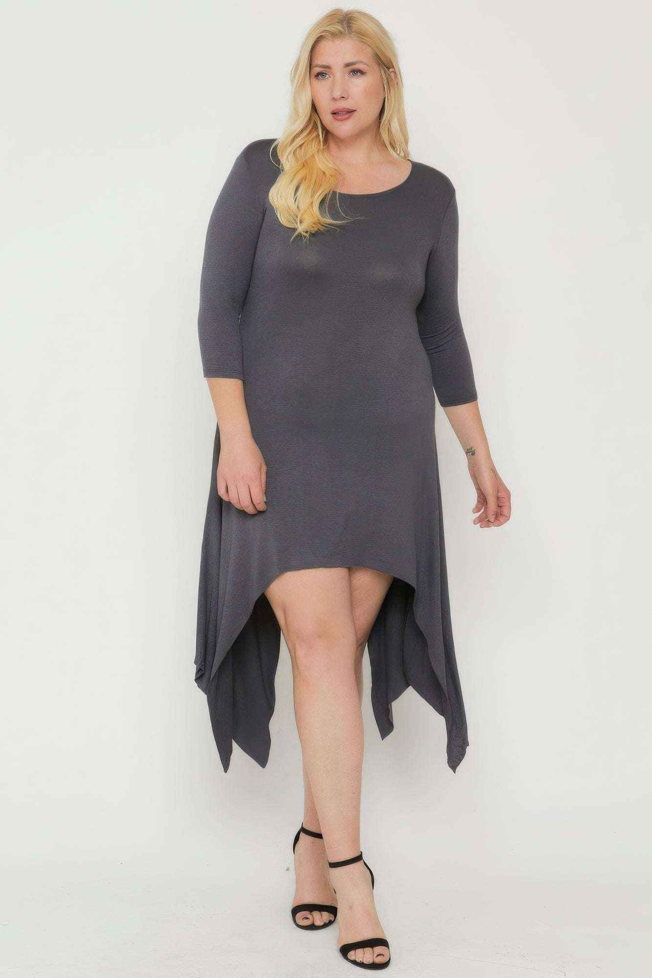 Asymmetrical Raw Edge Hem Solid Dress - The Diva Goddess