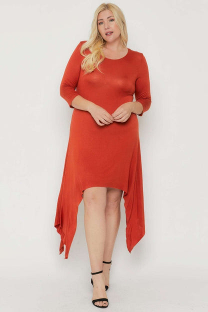 Asymmetrical Raw Edge Hem Solid Dress - The Diva Goddess