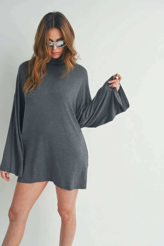 Bell Sleeve Turtle Neck Dress - The Diva Goddess