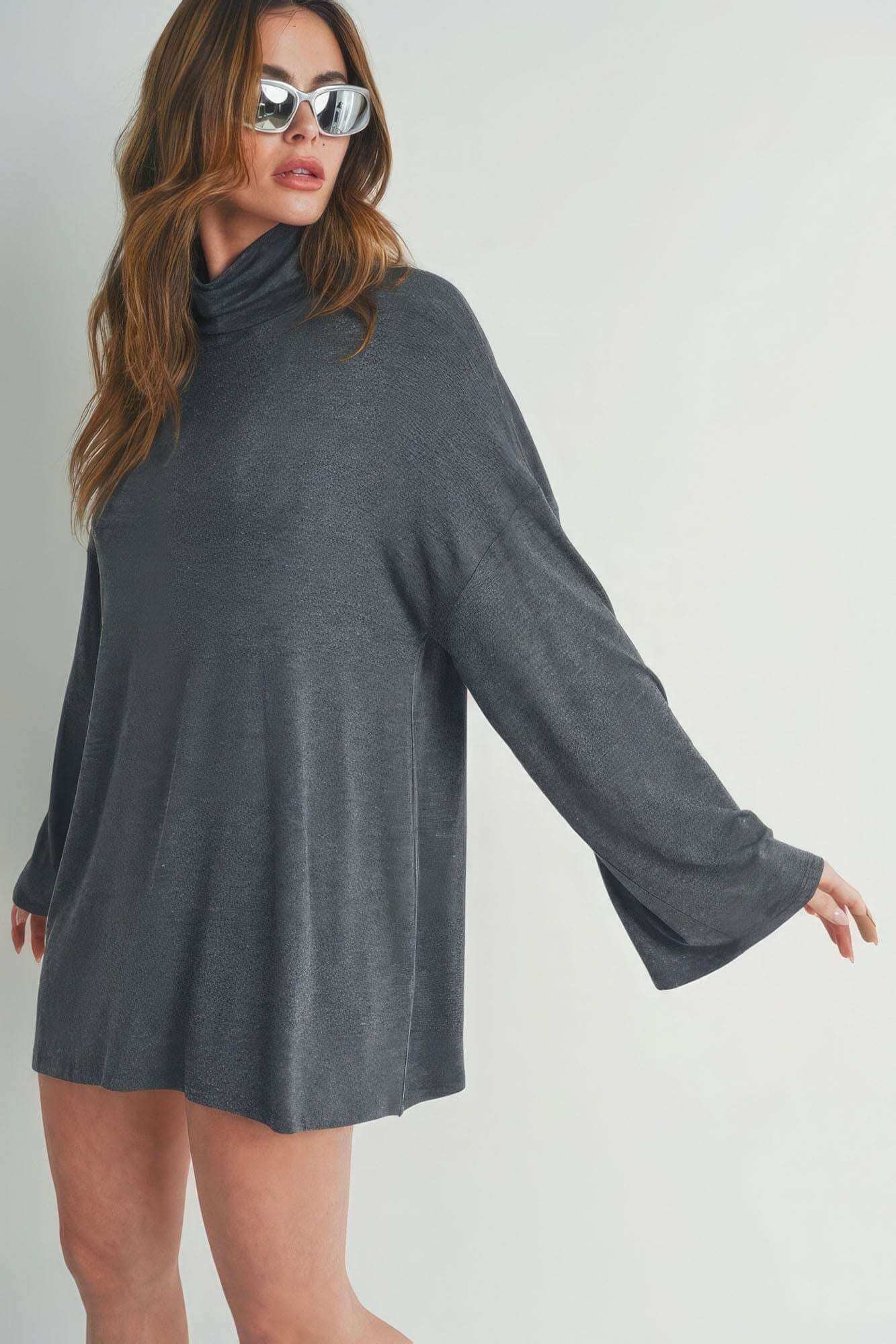 Bell Sleeve Turtle Neck Dress - The Diva Goddess