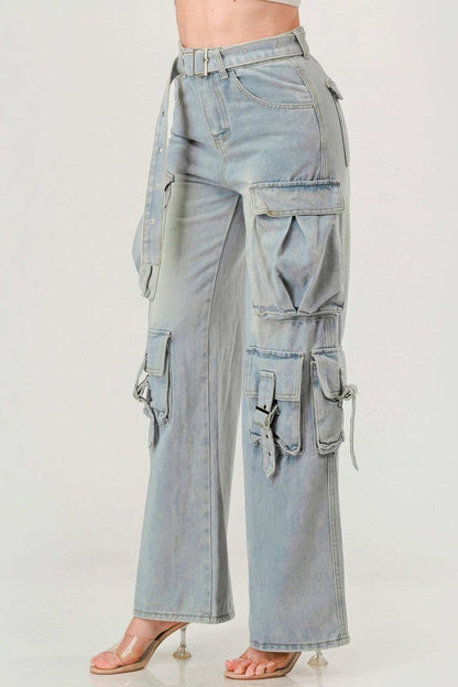 Belted Denim Cargo Jean - The Diva Goddess