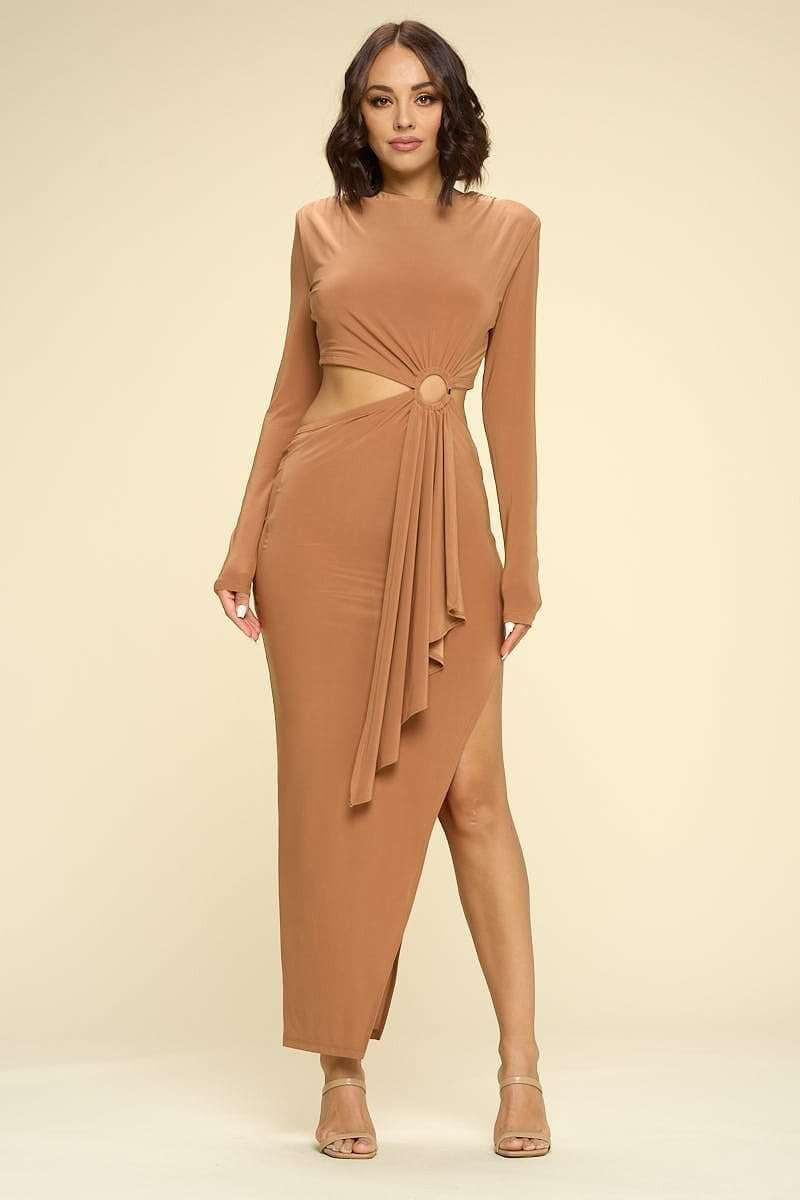 Bodycon Cut Out Midi Dress - The Diva Goddess