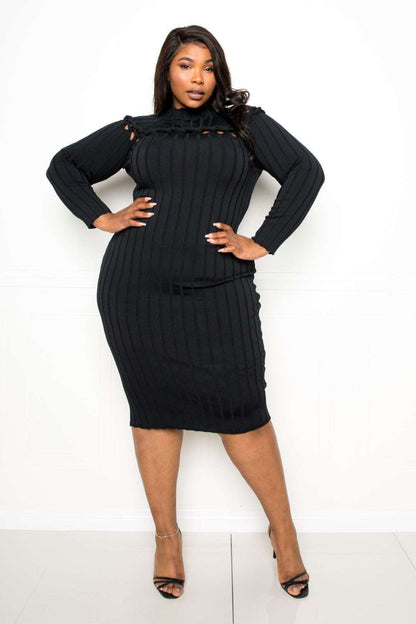 Bodycon Sweater Dress With Knot Detail - The Diva Goddess